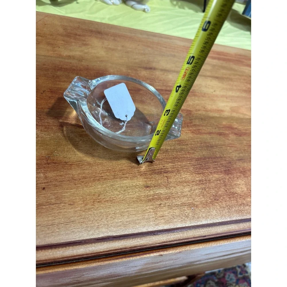 Vintage Clear Pressed Glass Round Trinket Dish Small brush holder 4.5